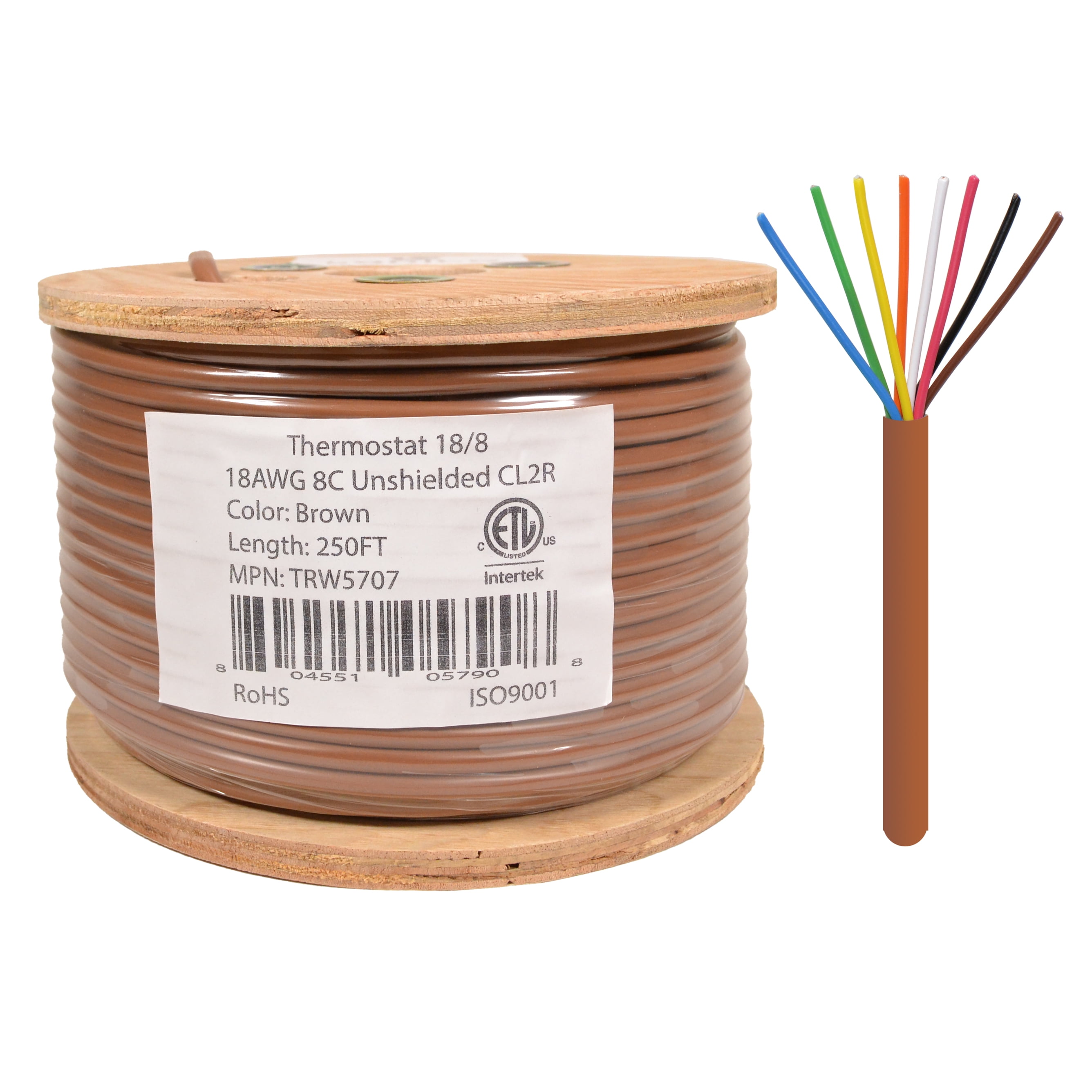 18/8 Thermostat Wire 18 Gauge Solid Copper CMR Heating HVAC AC Cable