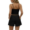 thumbnail image 5 of Kilaqueen Womens Summer 2 Piece Outfits Sleeveless Ribbed Knit Slim Fit Crop Top and High Waisted Shorts Matching Workout Sets Tracksuits, 5 of 7