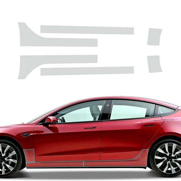 For Tesla Model 3 2017-2024 Car Protection Film TPU Material Front and Rear Door Corners Side Skirt Invisible Car Cloak Car Exterior Accessories 6pcs