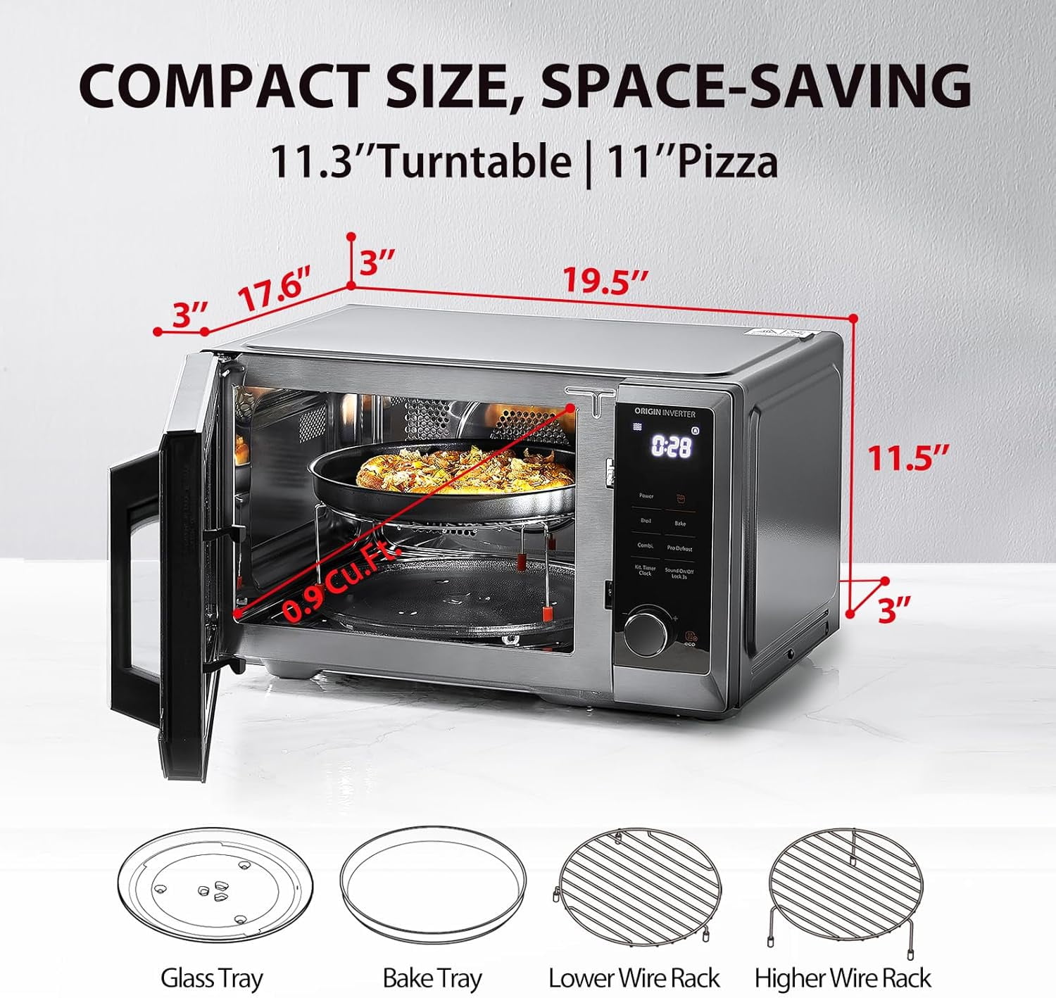 Restored Toshiba ML2-EC09SAIT-BS 6-in-1 Inverter Countertop Microwave Oven Air Fryer Combo, Black Stainless Steel (Refurbished)