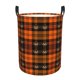 thumbnail image 1 of Balery Halloween Tartan Plaid Cesta de ropa redonda con asas, impermeable, independiente, para ropa, juguetes, dormitorio y familia-Small, 1 of 6