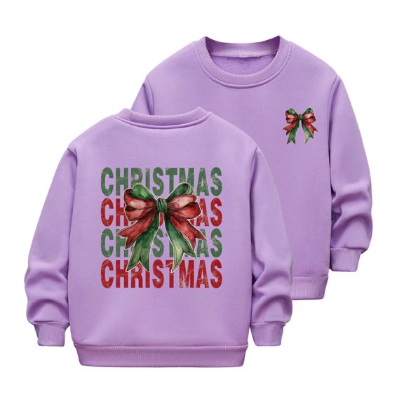 Taqqpue Toddler Boys Girls Christmas Sweatshirts Kid Christmas Print Long Sleeve Crewneck Tops Shirt Fall Clothes Ugly Christmas Sweater Pullover for Girls 2-12 Years