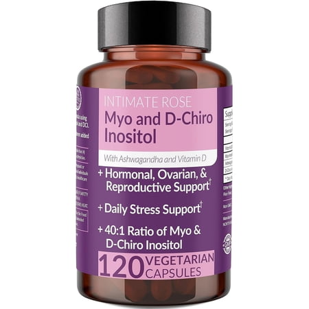 Myo-Inositol & D-Chiro Inositol 40:1 Blend + Vitamin D3 + Ashwagandha - Vegan Capsule - Hormone Balance & Healthy Ovarian Support for Women - 100% All-Natural PCOS Supplement - Made in USA