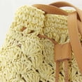 thumbnail image 4 of Fashion Drawstring Closure Woven Messenger Bag Tassel Single Shoulder Bucket Bag (Beige), 4 of 6