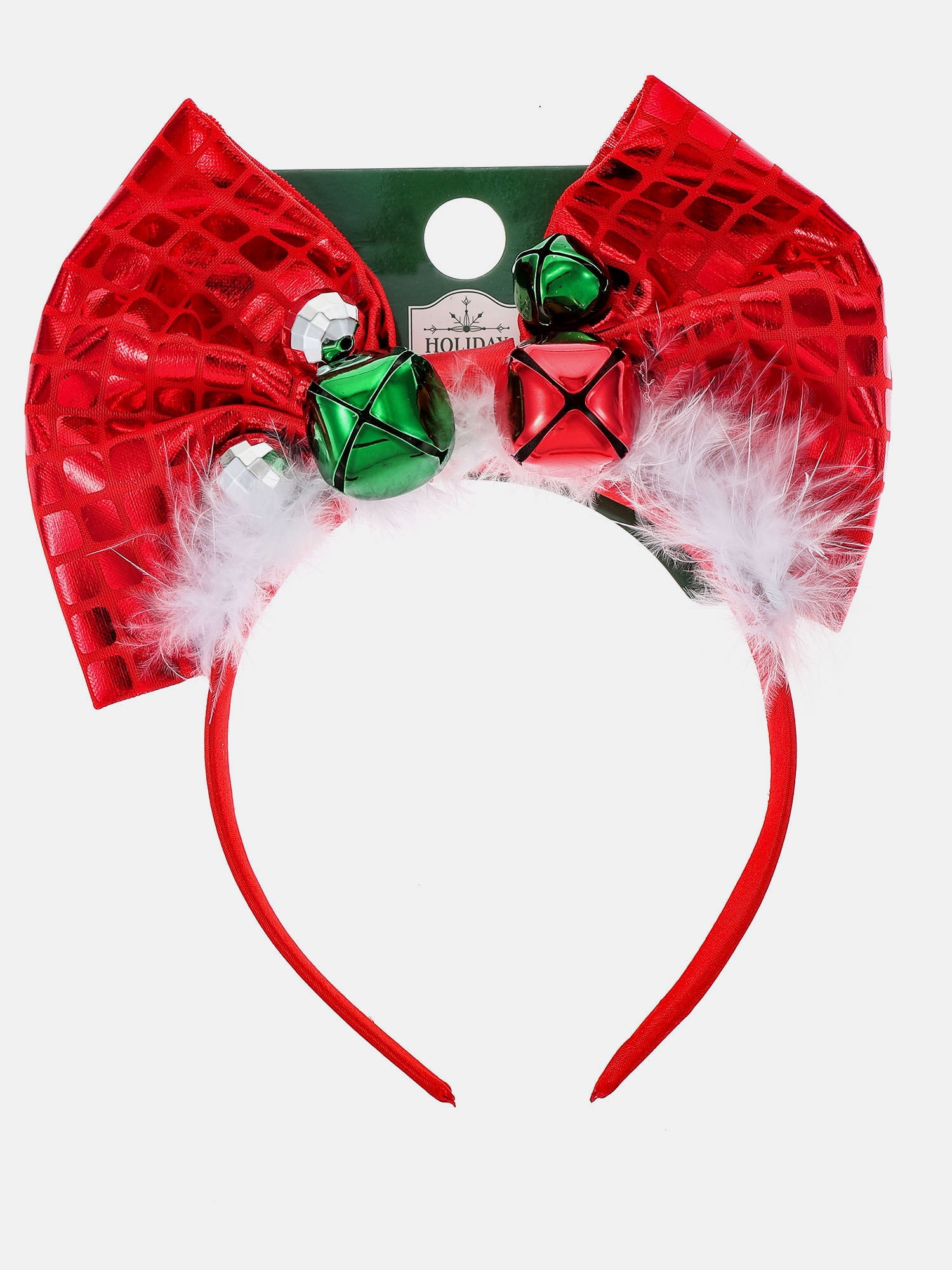 Way to Celebrate Women's Embellished Holiday Bow Headband, Red, 1 Piece, One Size Fits Most