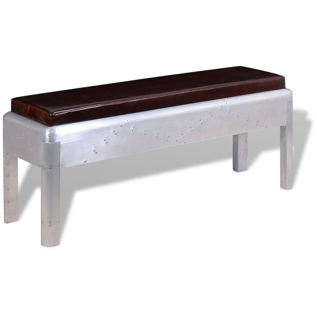 Kepooman Modern Genuine Leather Aviator Bench for Entryway Patio, 43.3" x 12.6" x 17.7", Brown Kepooman Modern Genuine Leather Aviator Bench for Entryway Patio, 43.3" x 12.6" x 17.7", Brown