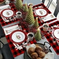 thumbnail image 6 of Seyotauo Christmas Placemats Holiday Decorations Western Style Placemats, 13x18 Inch Red Black Buffalo Plaid Table Mats, Seasonal Winter Xmas Table Decors for Farmhouse Kitchen Dining Party, 6 of 6
