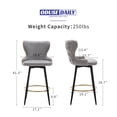 thumbnail image 6 of 29 Inch Counter Height Bar Stools Set of 2,180°Self-Righting Modern Swivel Bar Chairs Set of 2,With Golden Nailhead Trim And Metal Base,for Kitchen Island Restaurant Pub(Light Grey,29 inch，2PCS), 6 of 11