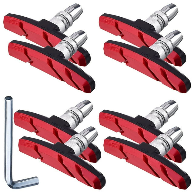 Kenally 1 Juego de pastillas de freno para bicicleta, accesorio de frenos en V de goma resistente al desgaste, reemplazo de frenado Simple para Vehículos, repuestos y accesorios Mis Negro+Rojo Kenally VI014429-01