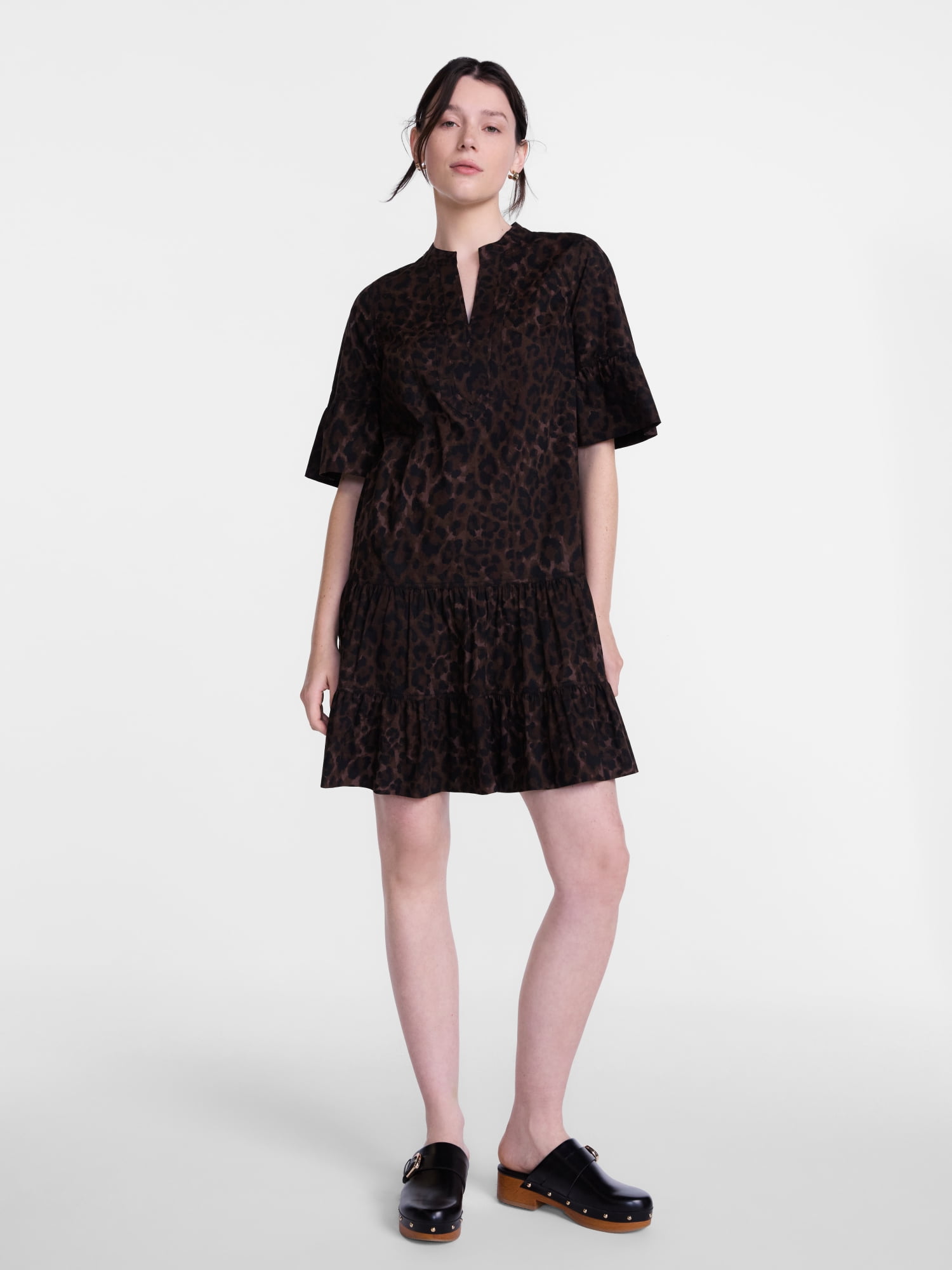 Scenario Women's and Women's Plus V Neck Mini Dress with Flutter Sleeves, Sizes XS-4X
