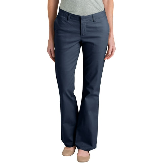 Dickies Pantalon en Sergé Extensible Coupe Ajustée Bootcut pour Femmes, 12 Court, Bleu Marine Foncé