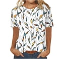 thumbnail image 2 of Puntoco Liquidación de blusas cortas para mujer, blusa informal de manga corta con cuello redondo y estampado para mujer, 2 of 4
