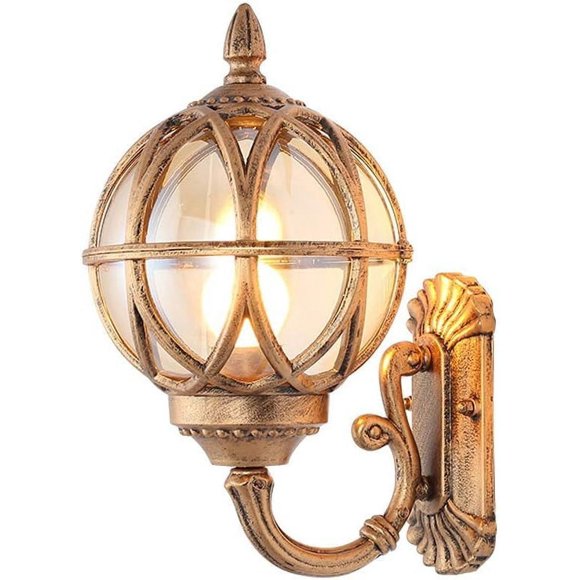 Wall Sconces , Outdoor Waterproof IP44 Rainproof Wall Lantern Outside Porch Terrace Garden Entrance Art Landscape Lighting Fixtures Glass Ball Wall Lamp Luxury Classic Victorian Aluminum Glass Exterio