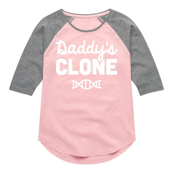 Instant Message - Daddy's Clone - Toddler & Youth Girls Raglan Graphic T-Shirt