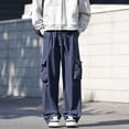 thumbnail image 2 of Cargo Pants for Men, Solid Color Pocket Elastic Waist Casual Fashion Trousers for Spring Summer, 2 of 5