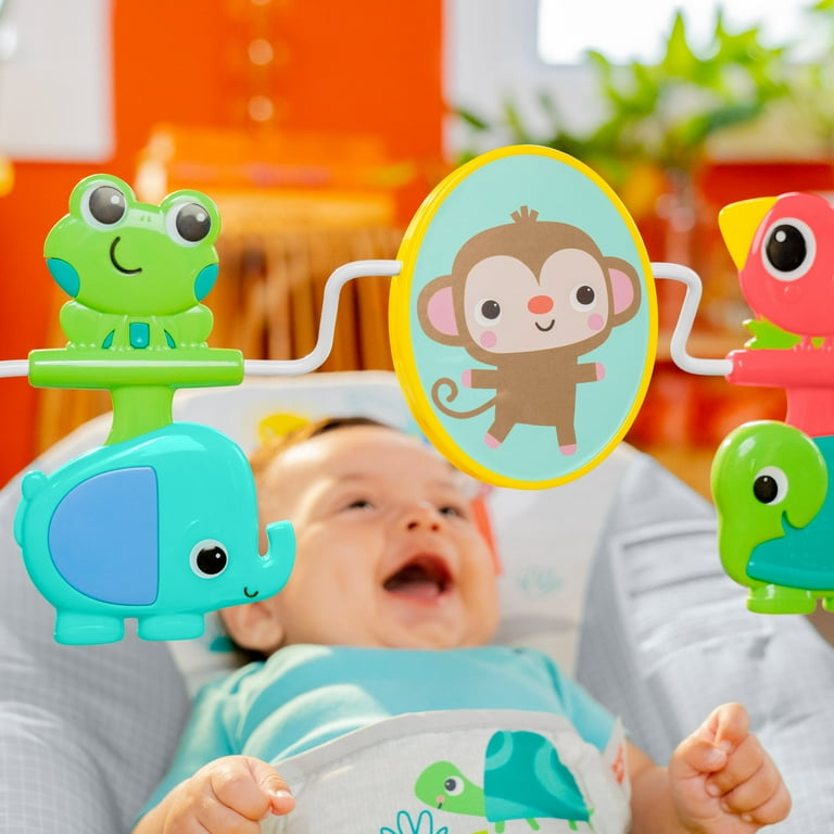 Bright Starts Playful Paradise Vibrating Baby Bouncer with Toys