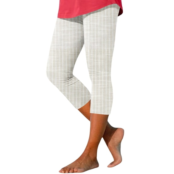 Bovemsi Yoga Pants For Women High Waisted Knee Length Striped Printed Sports Leggings Gym Features: Capri Legging,L