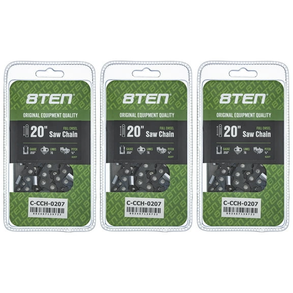 Full Chisel Chainsaw Chain 20 inch .050 3/8 76DL for Blue Max 52209 3 Pack 810-CCC2429H