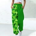 thumbnail image 2 of BLVB St. Patrick's Day Womens Cinch Bottom Sweatpants Pockets High Waist Gym Athletic Jogger Pants Lounge Trousers, 2 of 3
