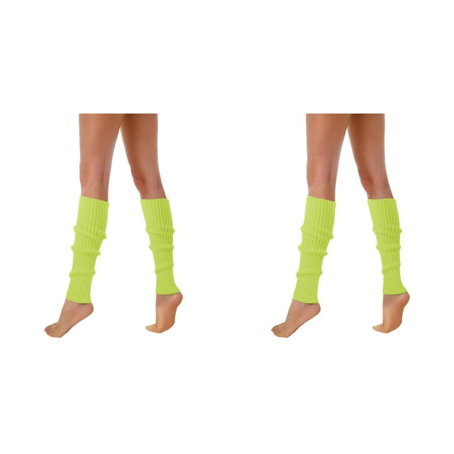 (2-Pack) Rinsvye 80S 90S Leg Warmers Socks for Women Neon Ribbed Women Sock Leg Socks Stylish Accessories Womens Compression Socks Colorful Fluorescent Wool Knitted Hiking Socks Men Sock Sleeves