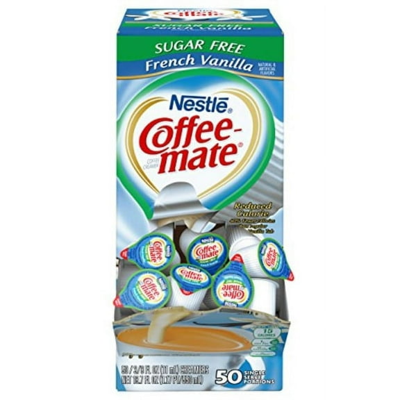Nestle Coffee mate Coffee Creamer, Sugar Free French Vanilla, Liquid Creamer Singles, Box of 50 Singles