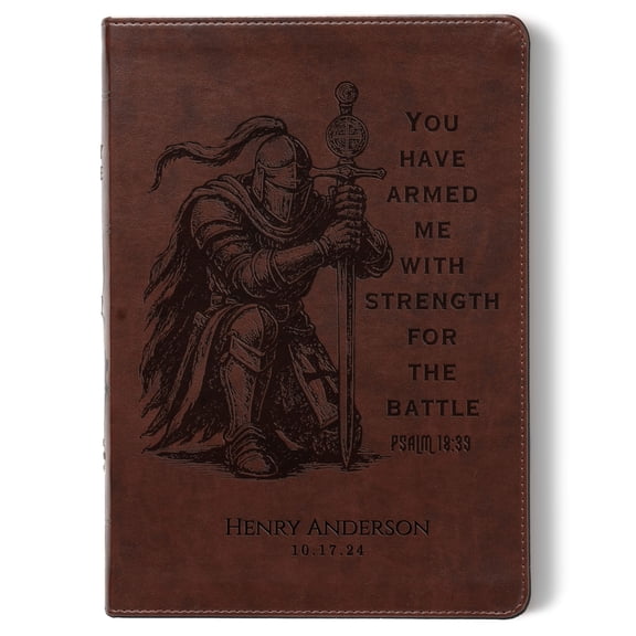 Personalized Bible for Men, ESV Wide Margin, Customized Bible Engraved Name, Knight Warrior Design, Christian Gift, Bible Gifts for Him
