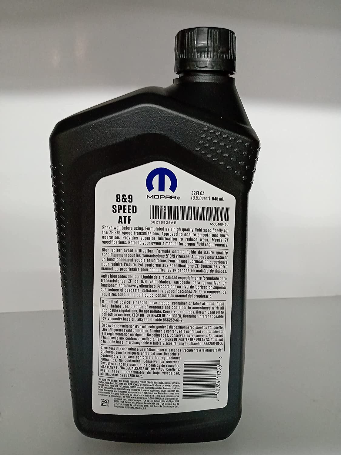 Mopar 8 and 9 Speed Automatic Transmission Fluid Quart Fits select: 2020-2021 JEEP GRAND CHEROKEE LIMITED, 2021 JEEP WRANGLER UNLIMITED SPORT