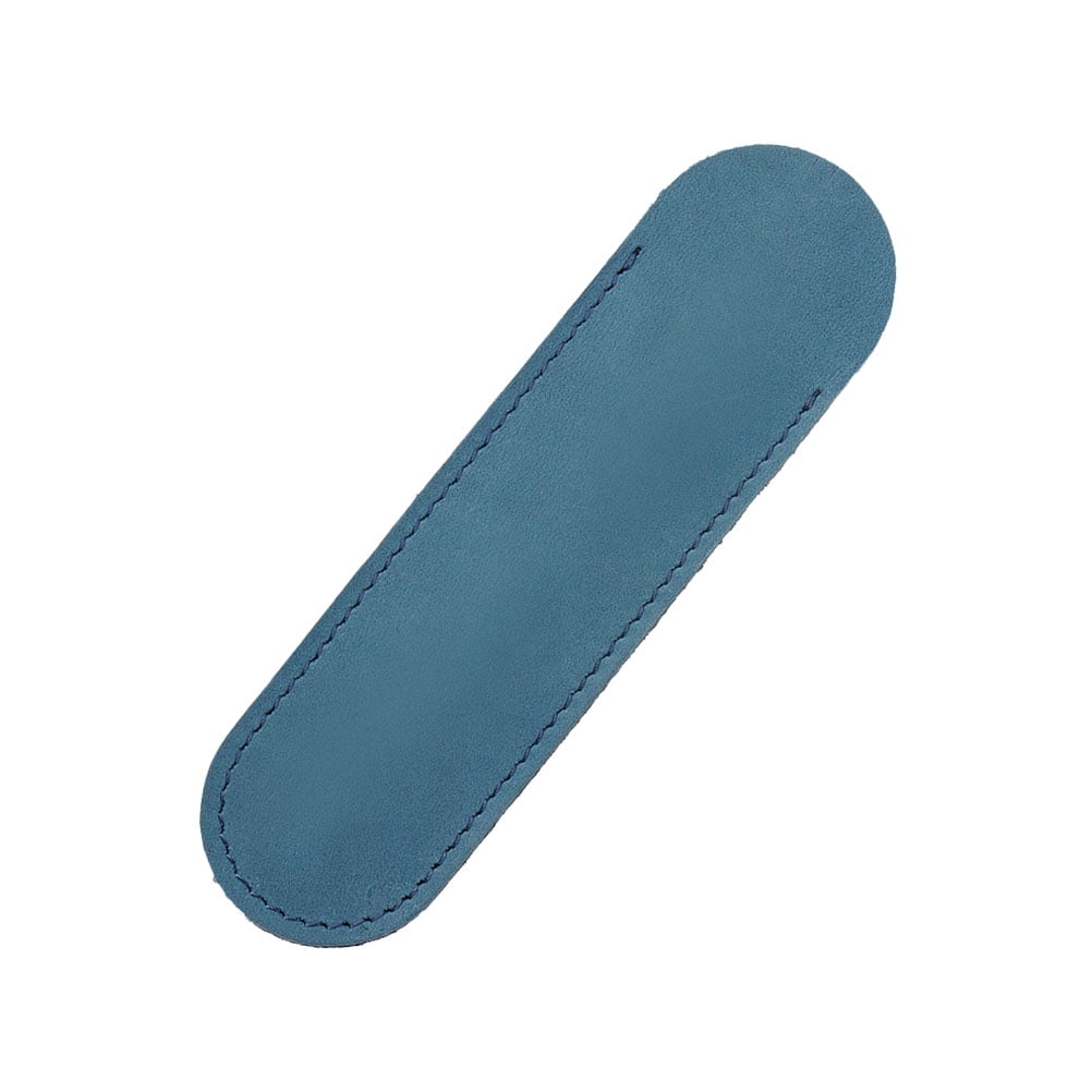 Creative Leather Pen Pouch Holder Single Pencil Bag Pen Case for Rollerball Fountain Ballpoint Pen Blue Small Size