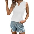 thumbnail image 4 of Womens Dressy Casual Tank Top Keyhole Neck Blouses Cute Summer Sleeveless Tops Solid Color Basic Shirts (Medium, White), 4 of 4