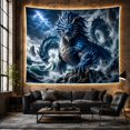 thumbnail image 6 of Ocean Waves Powerful with Dragon Shimmering Scales Shades, Mystical Fantasy for Space Lovers, Galaxy Room Decor, Housewarming Gift, Tapestry Wall Hanging for Bedroom and Dorm, 6 of 7