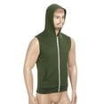 thumbnail image 3 of Manyakai Men Sleeveless Hooded Hoodie Tank Tops Zip-up Gym Workout Sweatshirts with Pocket Muscle Cut Army Green M, 3 of 7