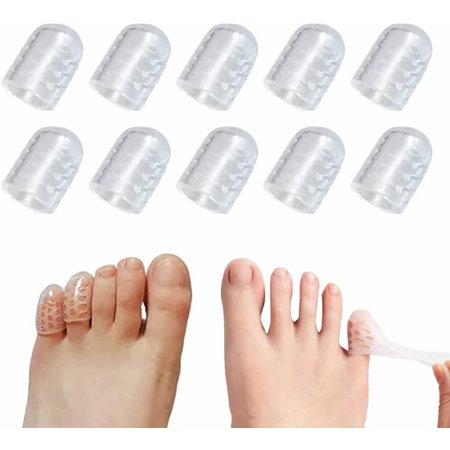 Silicone Anti-Friction Toe Protector, Transparent Silicone Breathable Toe Covers, Cushioning Toe Sleeves to Provide Relief from Missing/Ingrown Toenails, Corns, Calluses (10 PCS)