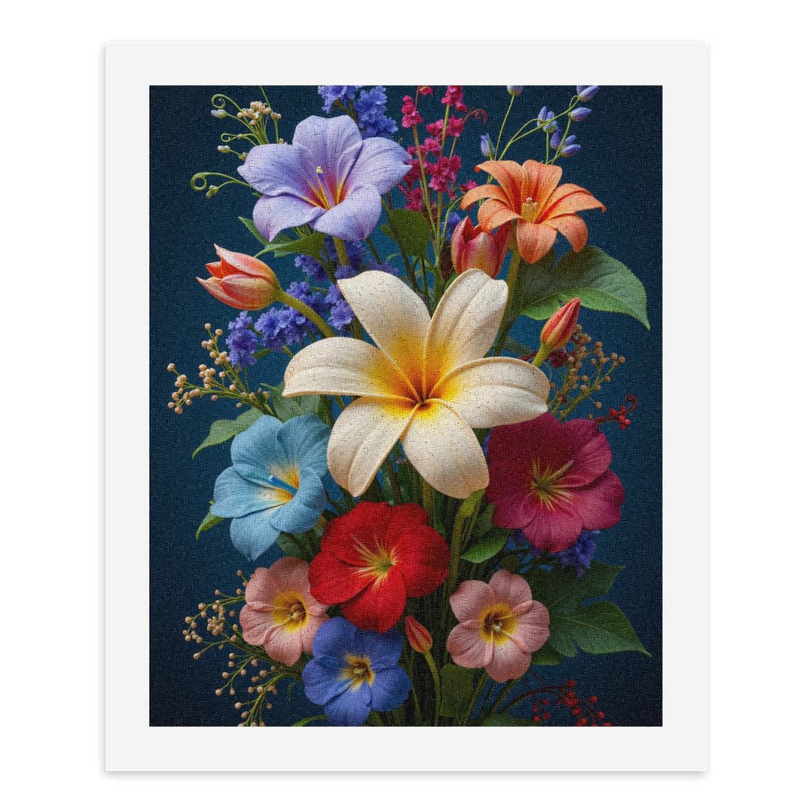 Paint By Numbers Kit for Adults Beginner - Multicolor Floral Bouquet On Dark Background DIY Canvas Painting Kits for Adults, Frameless Paint By Number for Adults for Home Wall Decor 16x20 Inch