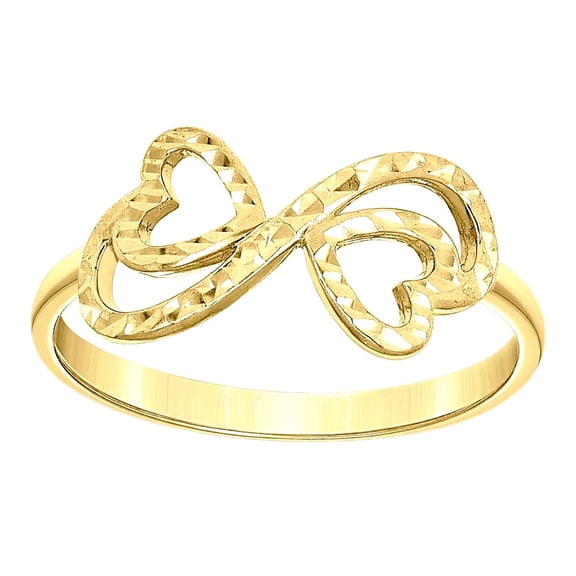 14k 14kt Yellow Gold Womens Infinity Double Heart Ring