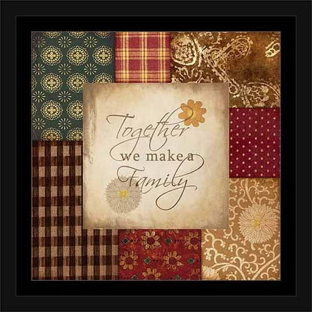 - Together Family Americana Folk Patchwork Primitive Pattern Inspirational Painting Red & Tan, Framed Canvas Art by Pied Piper Creative