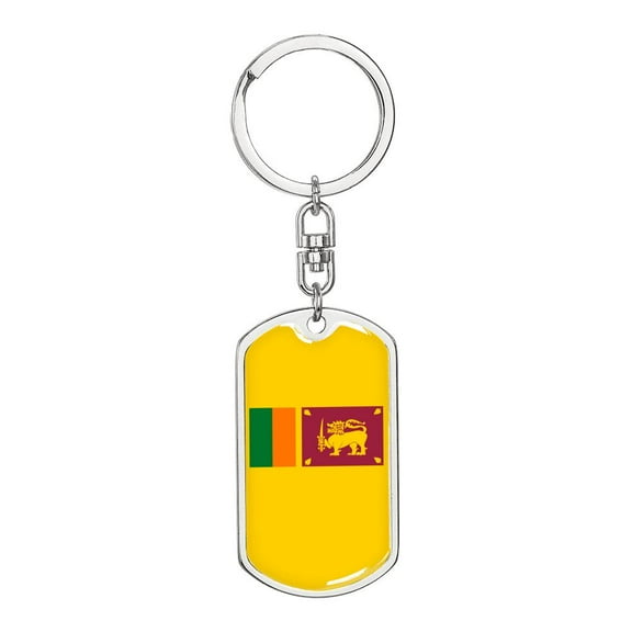 Sri Lanka Flag Keychain Dog Tag Stainless Steel or 18k Gold
