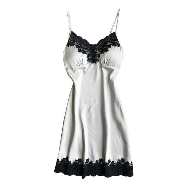 Satin Sleepwear Women Ladies Nightwear Nightdress Lingerie with Chest ...