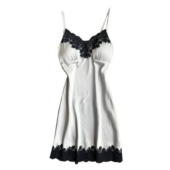 HNMKIU Lingerie for Women Satin Sleepwear Women Ladies Nightwear Nightdress Sexy Lingerie with Chest Pads