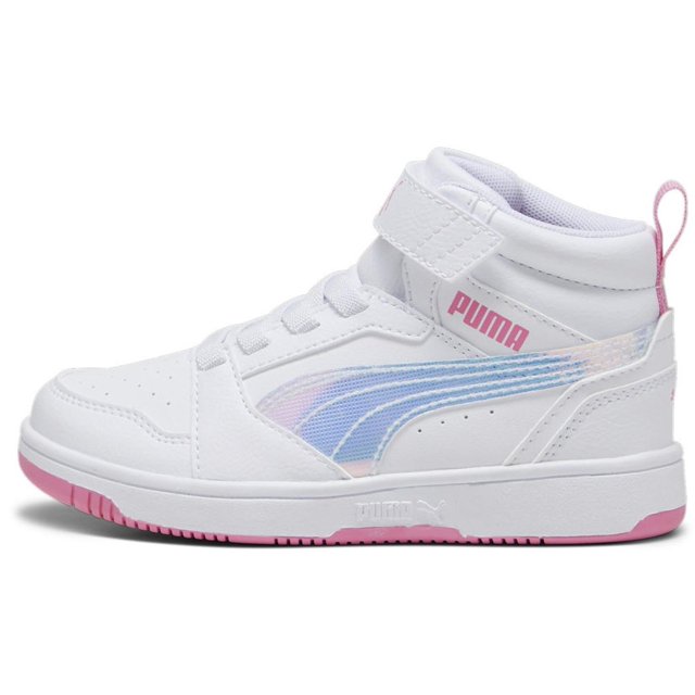 Tenis Puma Rebound V6 MID Deep para Niñas 16.5 A 21.5. 397347-01 blanco 17