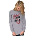 thumbnail image 3 of Thief Stole My Heart Valentines Day Women's Long Sleeve T Shirt Brisco Brands S, 3 of 6