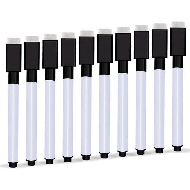 10 pieces of erasable whiteboard felt, dry erasable whiteboard marked with low odor stone felt, black pen, suitable for home, office, or school
