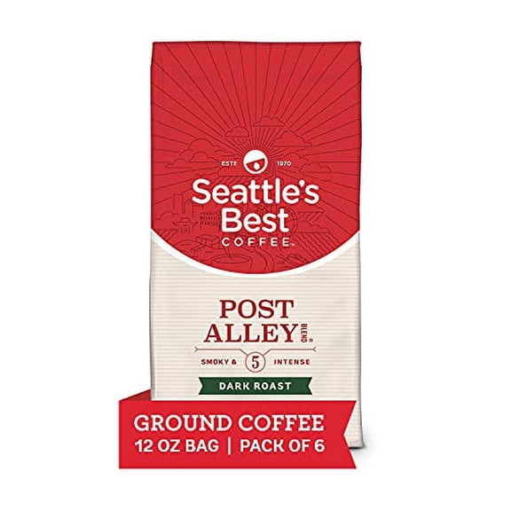 Seattle's Best Coffee Post Alley Blend Dark Roast Ground Coffee | 12 Ounce Bags (Pack of 6)