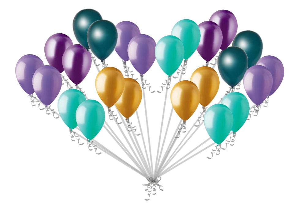 24 pc Aqua Gold Purple Teal Latex Party Balloon Birthday Baby Unicorn Mermaid 10
