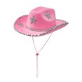 thumbnail image 4 of Women Rhinestone Cowboy Hats Sequined Wide Brim Western Hat Shiny Cowgirl Cap for Party Holidays, 4 of 6