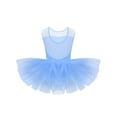thumbnail image 4 of YEAHDOR Kids Girls Ballet Dance Dress Mesh Splice U-Shape Back Gymnastics Leotard Tutu Dress Light Blue 6, 4 of 7