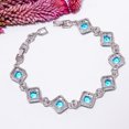 thumbnail image 5 of Blue Topaz, CZ 925 Sterling Silver Adjustable Tennis Bracelet 7-8" B141130, Blue Topaz Bracelet, Blue Bracelet, Square Bracelet, 5 of 6