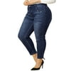 MODA NOVA Juniors' Plus Size Denim Mid Rise Stretch Skinny Jeans Blue 1X