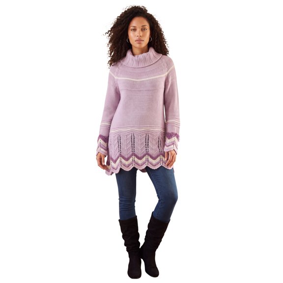Roaman's Women's Plus Size Chevron Border Sweater