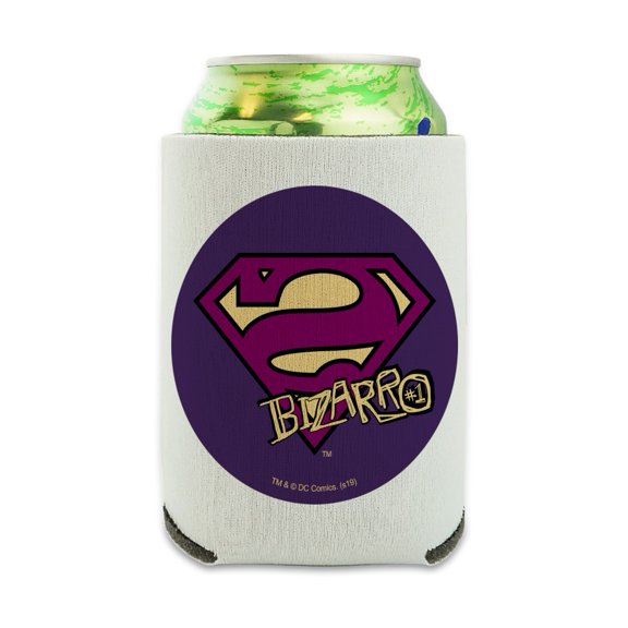 Superman Bizarro Shield Logo Can Cooler - Drink Sleeve Hugger Collapsible Insulator - Beverage Insulated Holder