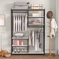thumbnail image 2 of Tribesigns Free-Standing Closet Organzier, Double Hanging Rod Clothes Garment Racks with Storage Shelvels, Heavy Duty Metal Closet Storage Clothing Shelving for Bedroom, Capacity 300 lbs (White), 2 of 7
